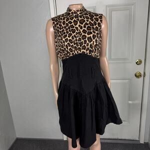Vintage 80s How Sweet it is Dress Women's Cotton Animal Print 9 Cheetah B14